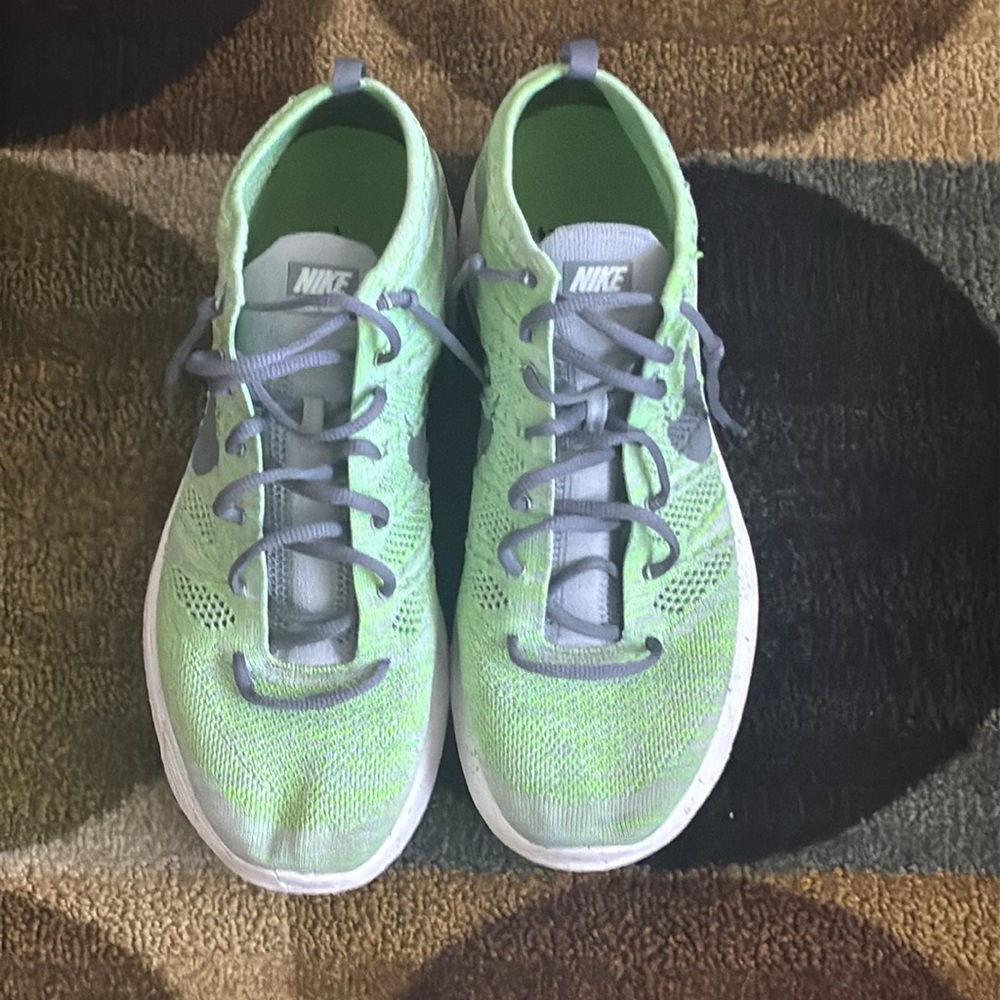 Nike Lime Green Running Shoes with Gray Laces